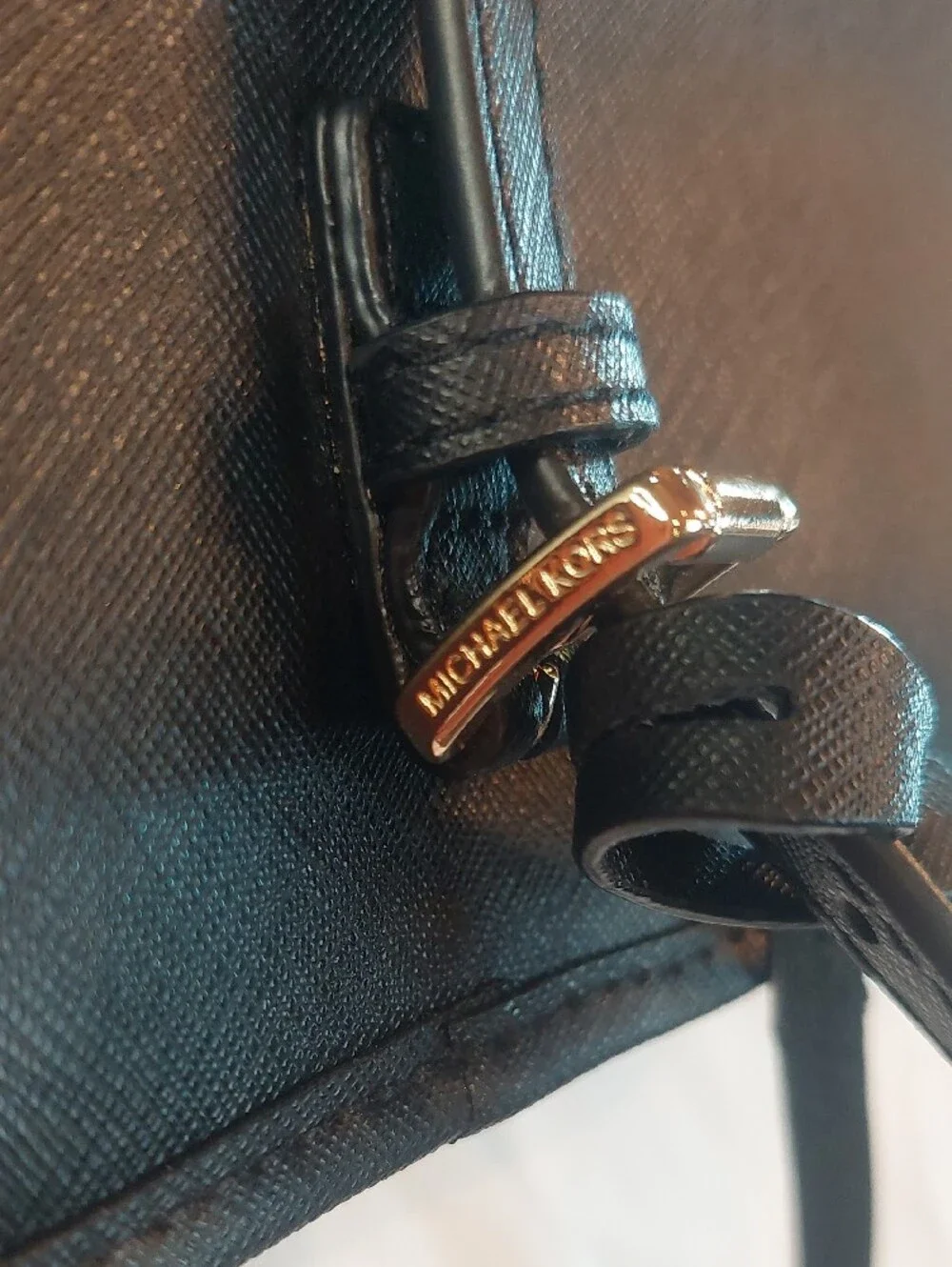 Michael Kors Black Saffiano Leather Tote with MK Charm